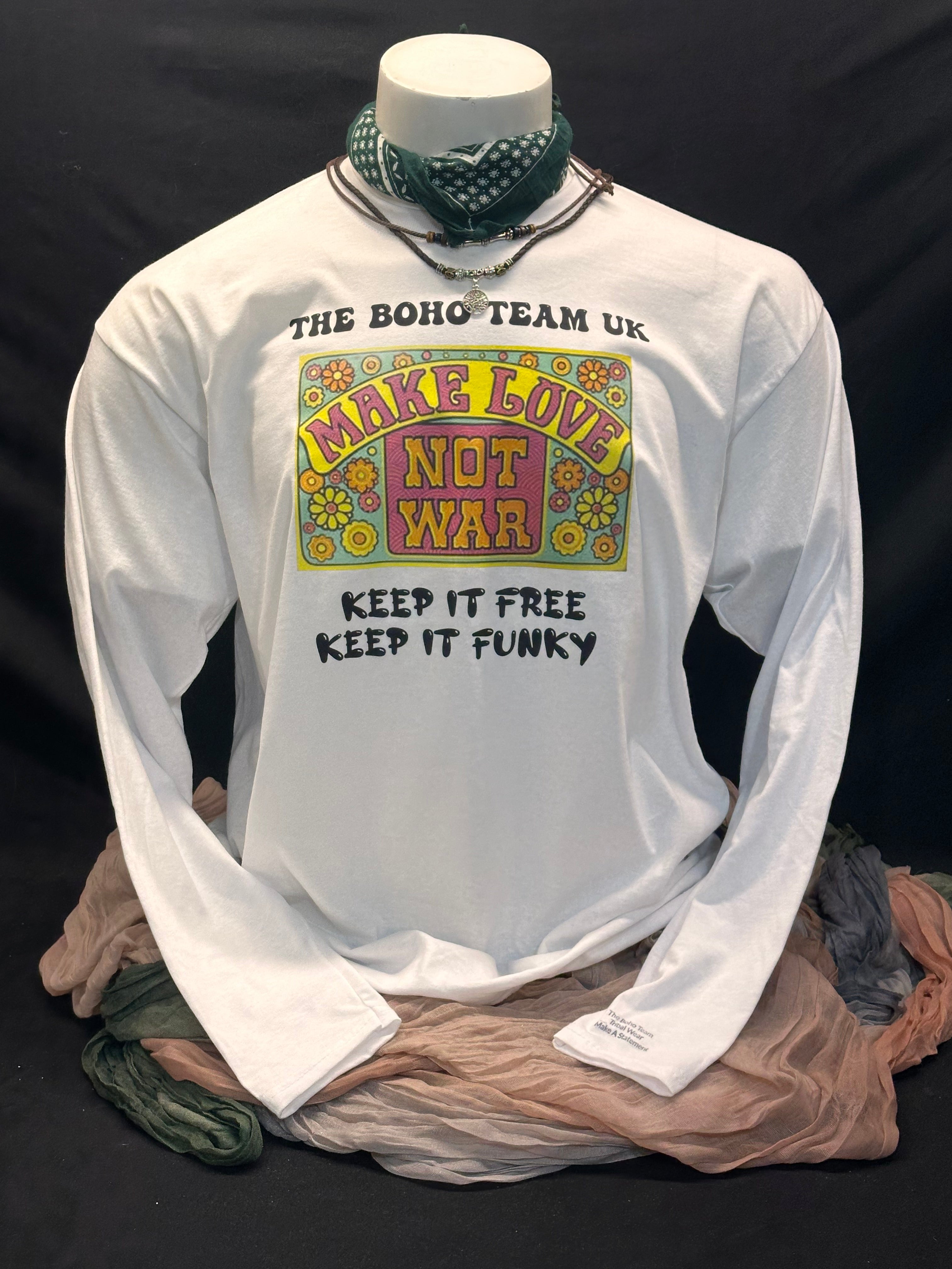 Fantastic, Make Love Not War cool t-shirt from the Boho team