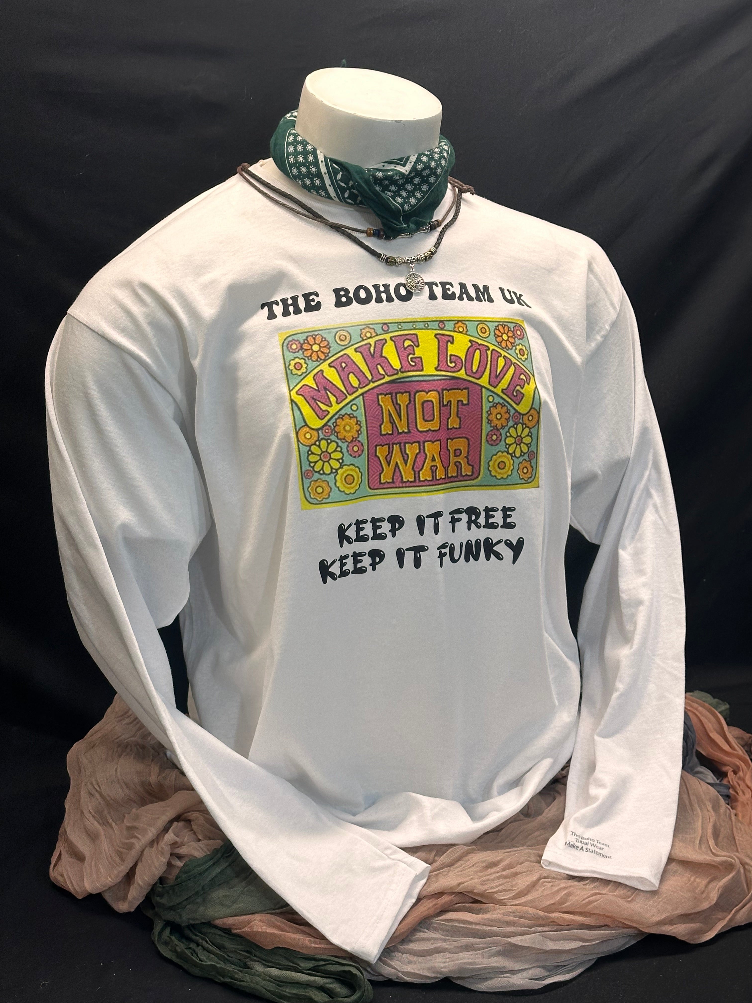 Fantastic, Make Love Not War cool t-shirt from the Boho team